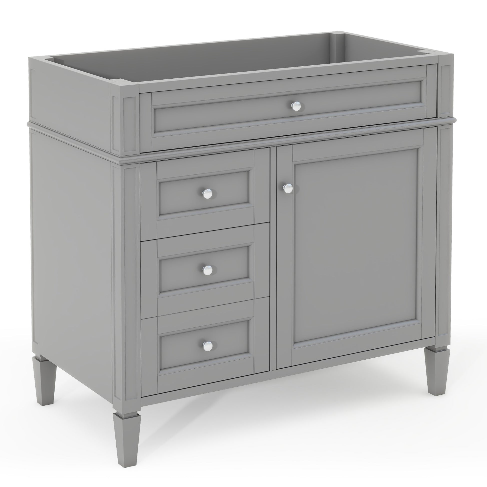 36'' Bathroom Vanity Without Top Sink, Modern Bathroom Storage Cabinet With 2 Drawers And A Tip Out Drawer, Solid Wood Frame Not Include Basin Sink 3 Grey 1 1 Adjustable Hinges Bathroom Freestanding Solid Wood Mdf Painted