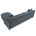 107.87'Sectional Sofa Couch With 1 Ottoman,Seat Cushion And Back Cushion Removable Dark Gray Polyester