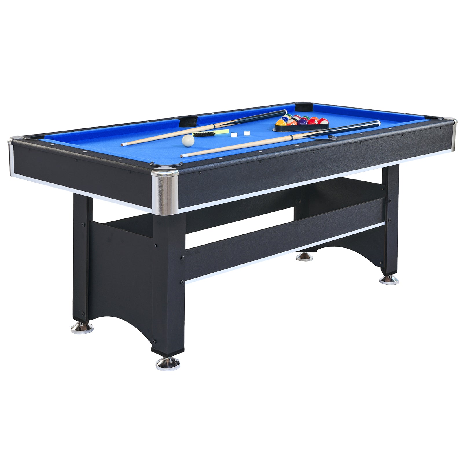 6 Ft Pool Table With Table Tennis Top Black With Blue Felt Black Blue Engineered Wood