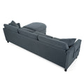 107.87'Sectional Sofa Couch With 1 Ottoman,Seat Cushion And Back Cushion Removable Dark Gray Polyester