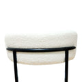 White Dining Chairs Set Of 4, Mid Century Modern Dining Chairs, Kitchen Dining Room Chairs, Curved Backrest Round Upholstered Boucle Dining Chair With Black Metal Legs Metal White Teddy Kitchen Dining Chairs Foam Velvet