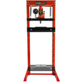 Steel H Frame Hydraulic Garage Shop Floor Press With Stamping Plates, With A Pressure Gauge,12 Ton 24,000 Lb Capacity, Red Red Steel