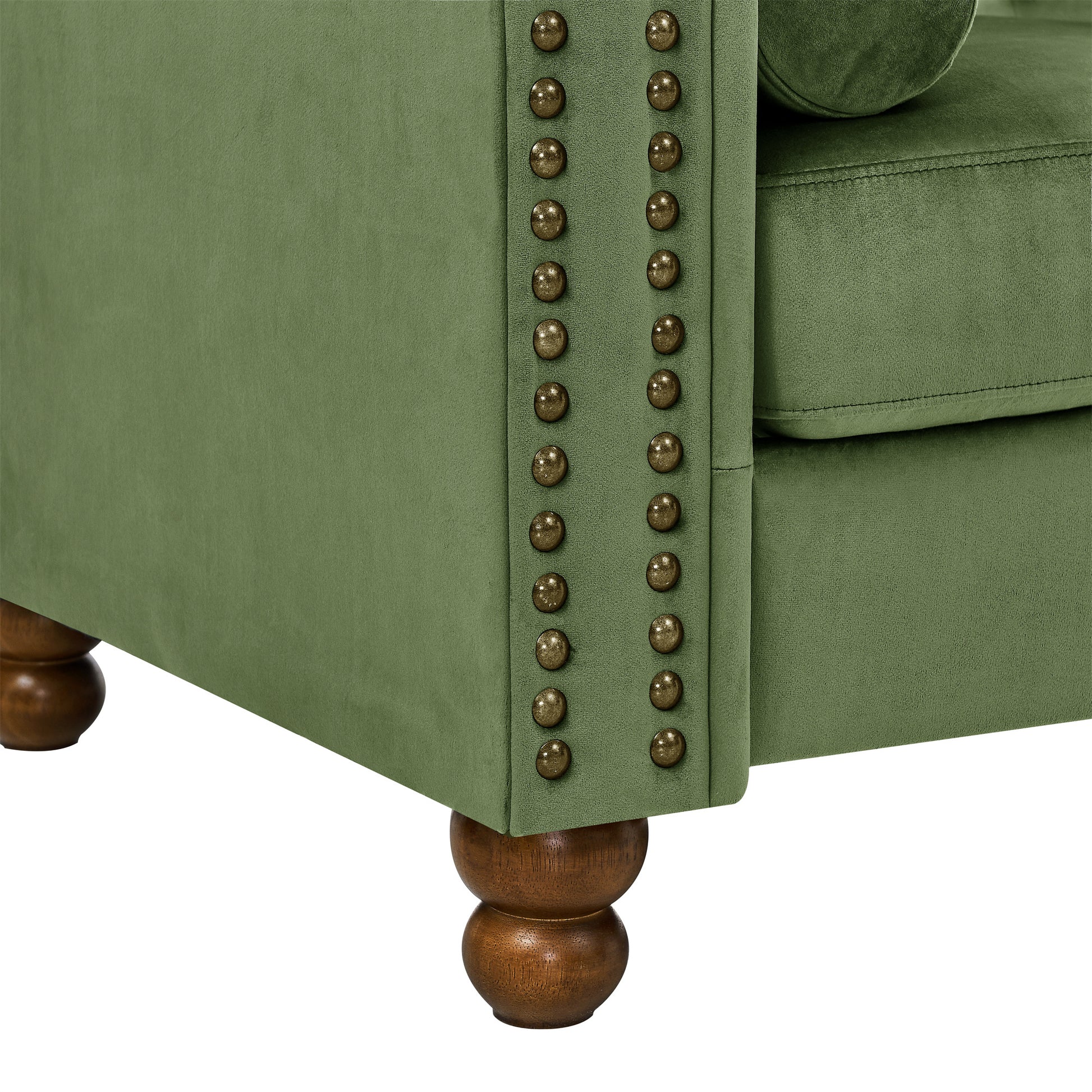 Phoyal Large Sofa, Velvet Sofa Three Seat Sofa Classic Tufted Chesterfield Settee Sofa Modern 3 Seater Couch Furniture Tufted Back For Living Room Green Green Primary Living Space Medium Soft Cushion Back Square Arms Foam Fabric 3 Seat