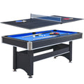 6 Ft Pool Table With Table Tennis Top Black With Blue Felt Black Blue Engineered Wood