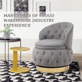 360 Degree Swivel Cuddle Barrel Accent Storage Chairs, Round Armchairs With Wide Upholstered, Fluffy Velvet Fabric Chair For Living Room, Bedroom, Office, Waiting Rooms Gray Primary Living Space Foam Velvet
