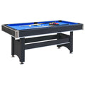 6 Ft Pool Table With Table Tennis Top Black With Blue Felt Black Blue Engineered Wood