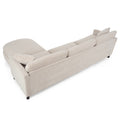 107.87'Sectional Sofa Couch With 1 Ottoman,Seat Cushion And Back Cushion Removable Beige Polyester