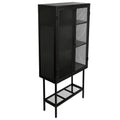 Industrial Cabinet Cupboard With 2 Metal Mesh Doors Adjustable Shelves And Feet Bottom Shelf Anti Tip Dust Free Kitchen Credenza Sideboard Black Black Steel