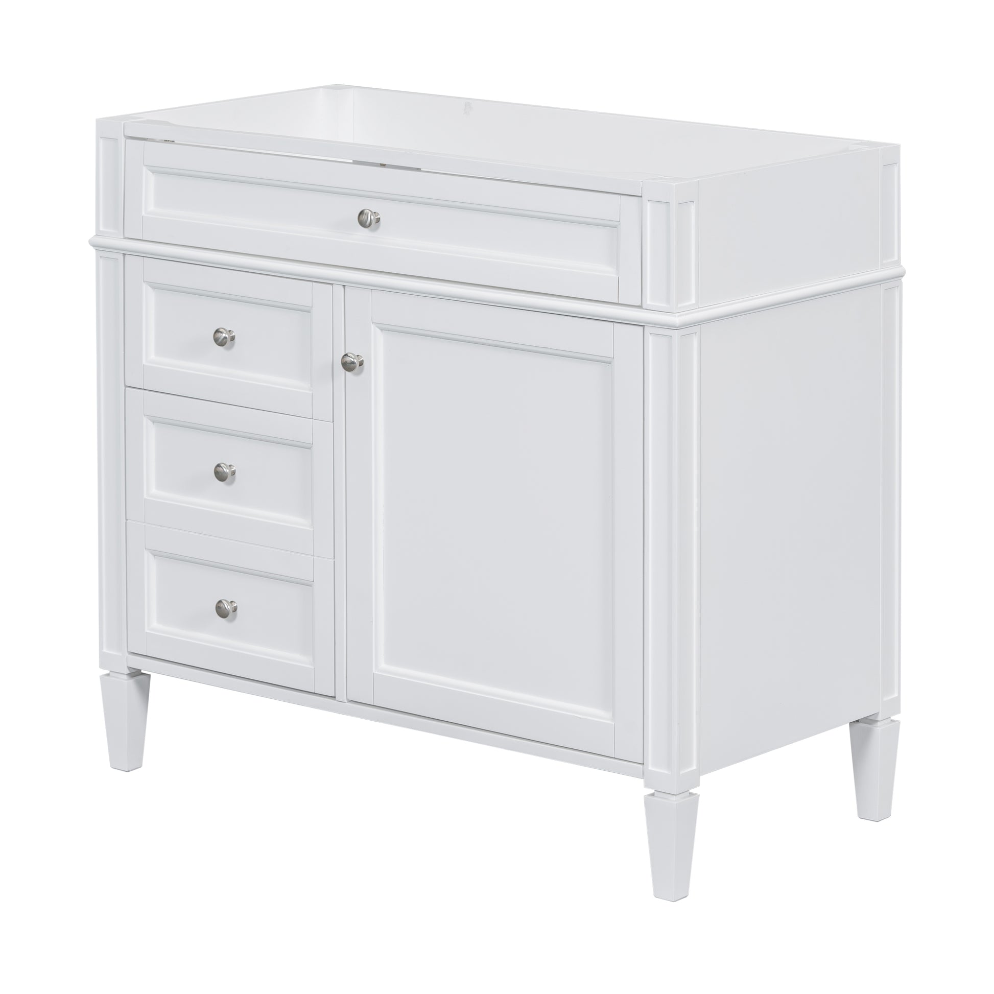 36'' Bathroom Vanity Without Top Sink, Modern Bathroom Storage Cabinet With 2 Drawers And A Tip Out Drawer, Solid Wood Frame Not Include Basin Sink 3 White 1 1 Adjustable Hinges Bathroom Freestanding Solid Wood Mdf Painted