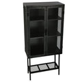 Industrial Cabinet Cupboard With 2 Metal Mesh Doors Adjustable Shelves And Feet Bottom Shelf Anti Tip Dust Free Kitchen Credenza Sideboard Black Black Steel