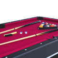 6 Ft Pool Table With Table Tennis Top Black With Red Felt Black Red Engineered Wood