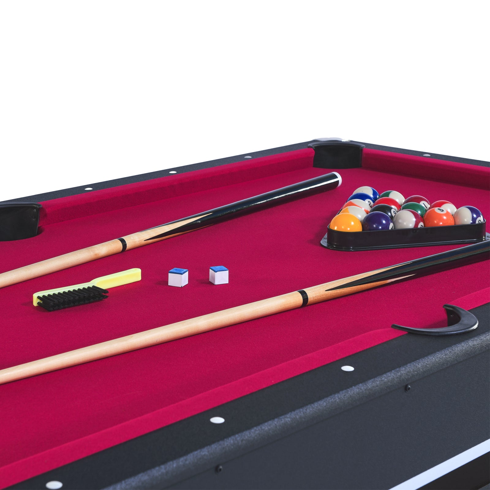 6 Ft Pool Table With Table Tennis Top Black With Red Felt Black Red Engineered Wood