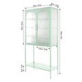 Elegant Floor Cabinet With 2 Glass Arched Doors Living Room Display Cabinet With Adjustable Shelves Anti Tip Dust Free Easy Assembly Light Green Mint Green Tempered Glass Sheet Metal Plastic