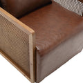 Coolmore 360 Degree Swivel Barrel Club Chair With One Pillow,Modern Comfortable Upholstered Accent Chair,Linen Accent Chair For Living Room,Bedroom Brown Pu Brown Pu Primary Living Space Modern Foam Pu Leather