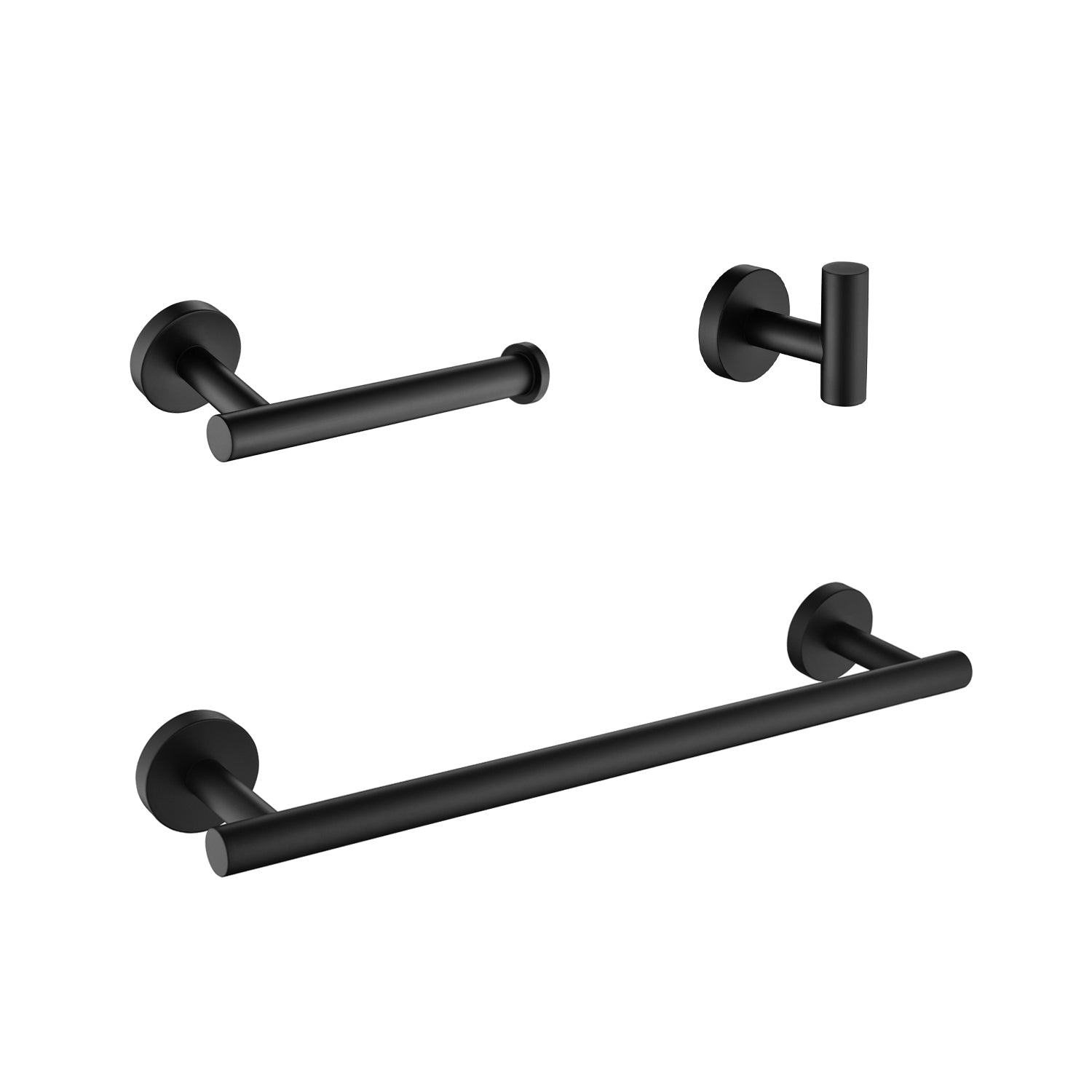 3 Piece Bathroom Hardware Set Matte Black Stainless Steel