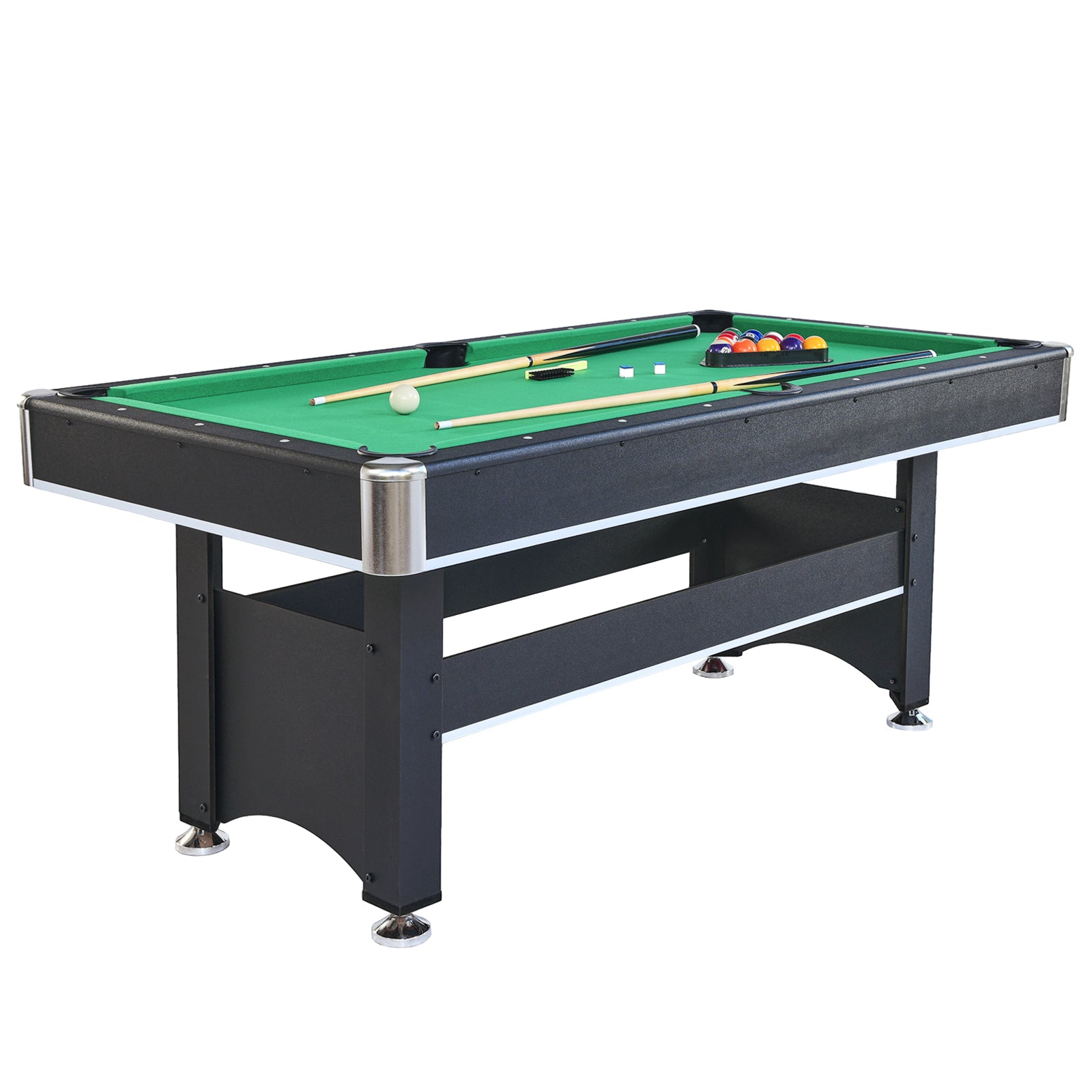 6 Ft Pool Table With Table Tennis Top Black With Green Felt Blackish Green Engineered Wood