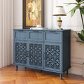 3 Door 3 Drawer Cabinet, American Furniture, Suitable For Bedroom, Living Room, Study Blue Particle Board