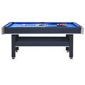 6 Ft Pool Table With Table Tennis Top Black With Blue Felt Black Blue Engineered Wood