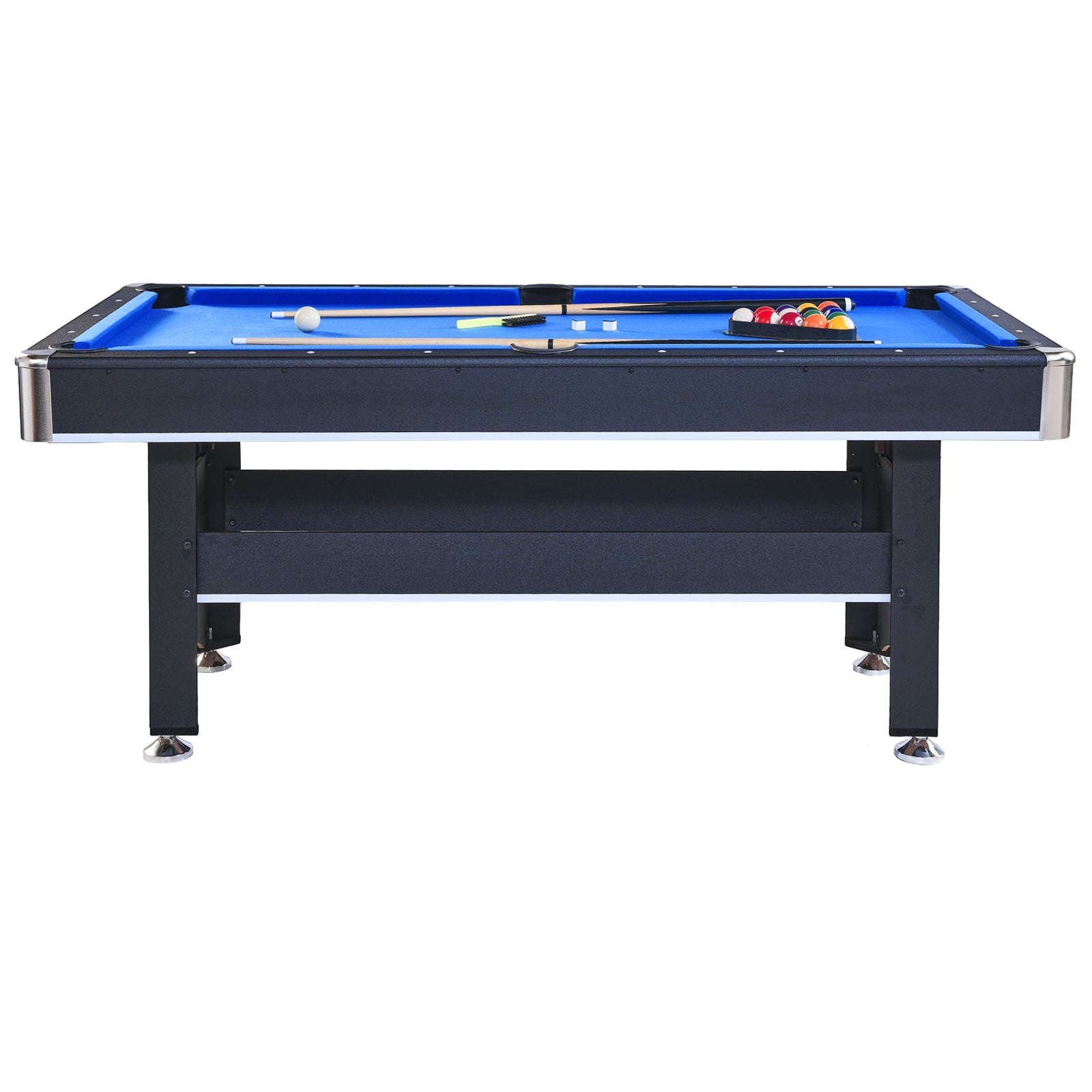 6 Ft Pool Table With Table Tennis Top Black With Blue Felt Black Blue Engineered Wood