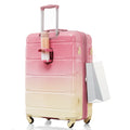 Luggage Set Of 3, 20 Inch With Usb Port, Airline Certified Carry On Luggage With Cup Holder, Abs Pc Hard Shell Luggage With Spinner Wheels, Gradient Pink Pink Abs Pc