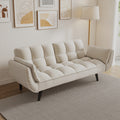 57 Inch Beige Sofa Soft Two Armrests Throw Pillow Pillow Comfortable Fit Apartment Bedroom Small Space Beige Polyester Blend 2 Seat