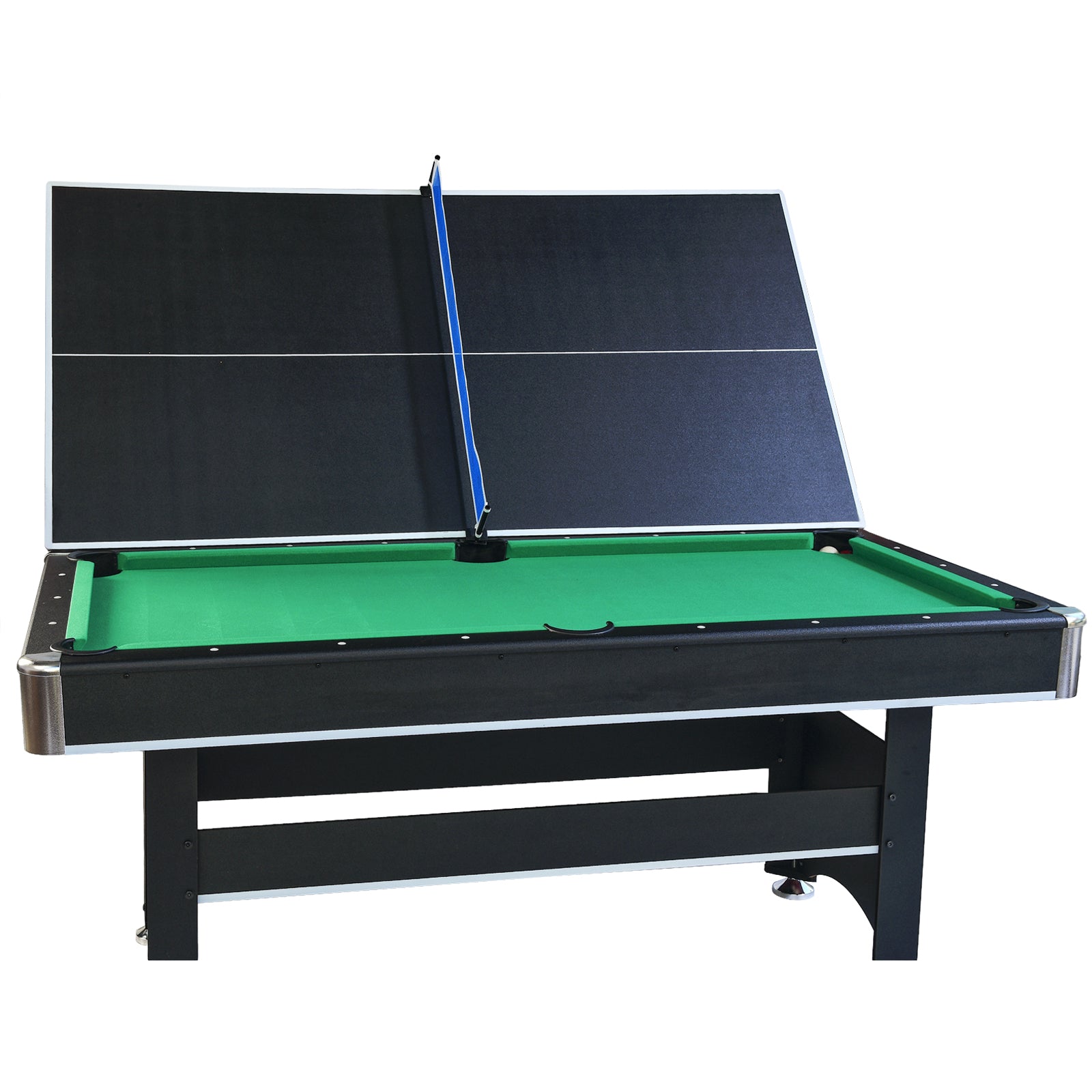 6 Ft Pool Table With Table Tennis Top Black With Green Felt Blackish Green Engineered Wood