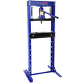 Hydraulic 12 Ton H Frame Garage Floor Adjustable Shop Press With Plates, 12T, Blue Blue Steel