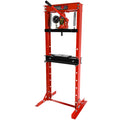 Steel H Frame Hydraulic Garage Shop Floor Press With Stamping Plates, With A Pressure Gauge,12 Ton 24,000 Lb Capacity, Red Red Steel