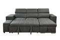 105 Inch Reversible Sectional Sofa With Storage Chaise And 2 Stools, With Adjustable Headrest, Sleeper Contemporary Corner Sectional With Pull Out Sleeper And Chaisecharcoal Grey Gray Microfiber Wood Primary Living Space Soft Pillow Back Modern