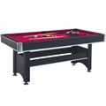 6 Ft Pool Table With Table Tennis Top Black With Red Felt Black Red Engineered Wood