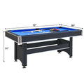 6 Ft Pool Table With Table Tennis Top Black With Blue Felt Black Blue Engineered Wood