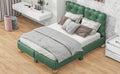 Full Size Upholstered Platform Bed With Support Legs,Green Green Upholstered