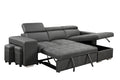 105 Inch Reversible Sectional Sofa With Storage Chaise And 2 Stools, With Adjustable Headrest, Sleeper Contemporary Corner Sectional With Pull Out Sleeper And Chaisecharcoal Grey Gray Microfiber Wood Primary Living Space Soft Pillow Back Modern