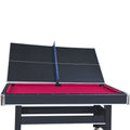 6 Ft Pool Table With Table Tennis Top Black With Red Felt Black Red Engineered Wood