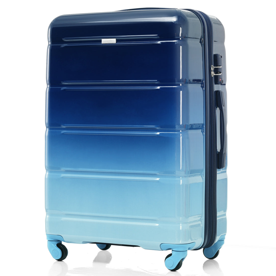 Luggage Set Of 3, 20 Inch With Usb Port, Airline Certified Carry On Luggage With Cup Holder, Abs Pc Hard Shell Luggage With Spinner Wheels, Gradient Blue Blue Abs Pc