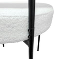 White Dining Chairs Set Of 4, Mid Century Modern Dining Chairs, Kitchen Dining Room Chairs, Curved Backrest Round Upholstered Boucle Dining Chair With Black Metal Legs Metal White Teddy Kitchen Dining Chairs Foam Velvet