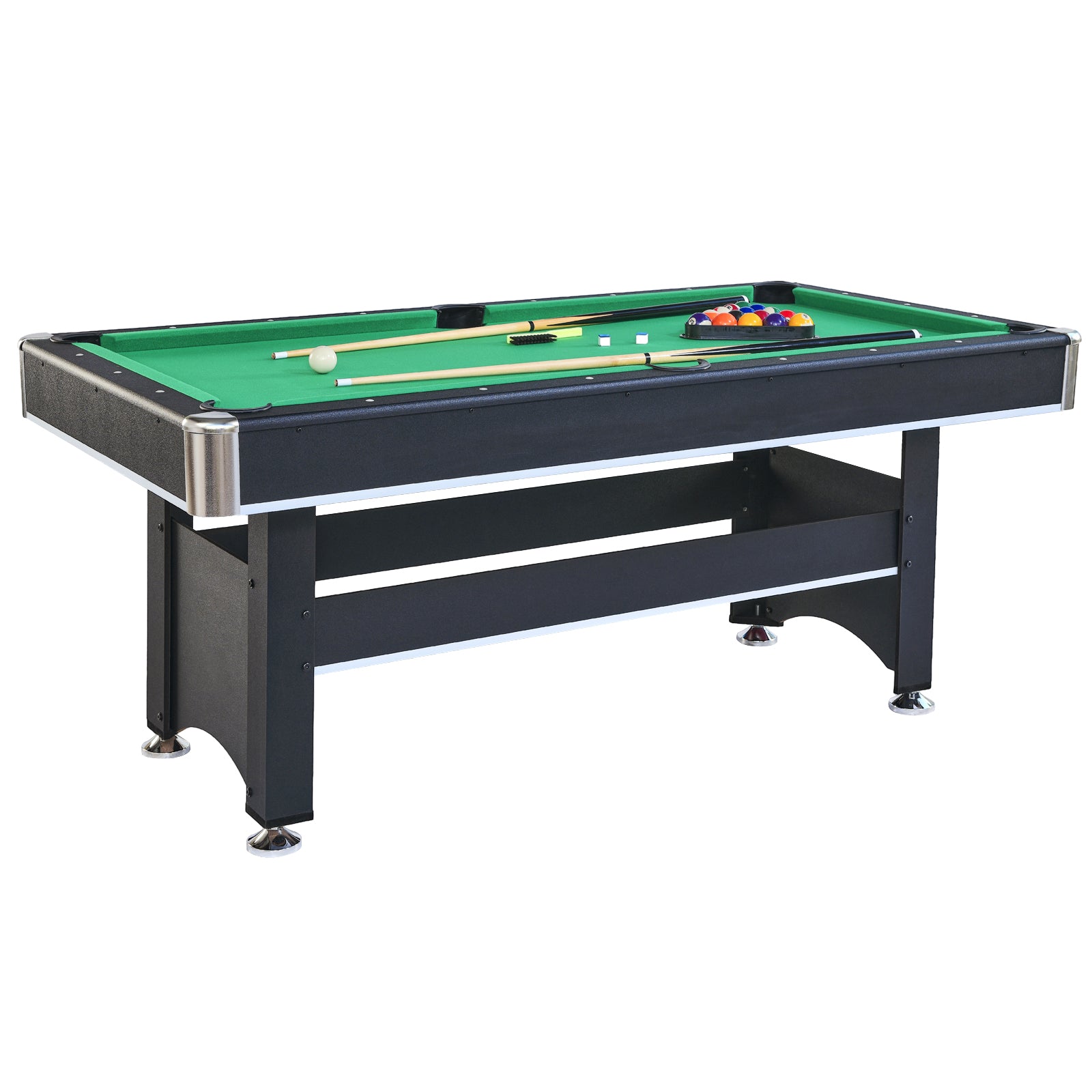 6 Ft Pool Table With Table Tennis Top Black With Green Felt Blackish Green Engineered Wood