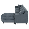 107.87'Sectional Sofa Couch With 1 Ottoman,Seat Cushion And Back Cushion Removable Dark Gray Polyester