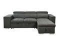 105 Inch Reversible Sectional Sofa With Storage Chaise And 2 Stools, With Adjustable Headrest, Sleeper Contemporary Corner Sectional With Pull Out Sleeper And Chaisecharcoal Grey Gray Microfiber Wood Primary Living Space Soft Pillow Back Modern