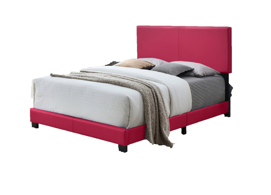 1Pc Modern Beautiful Pink Twin Size Bedroom Platform Bed Frame Pu Fabric Pink Solid Wood