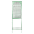 Stylish Tempered Glass High Cabinet With Arched Door Adjustable Shelves And Feet Anti Tip Dust Free Fluted Glass Kitchen Credenza Light Green Mint Green Tempered Glass Sheet Metal Plastic