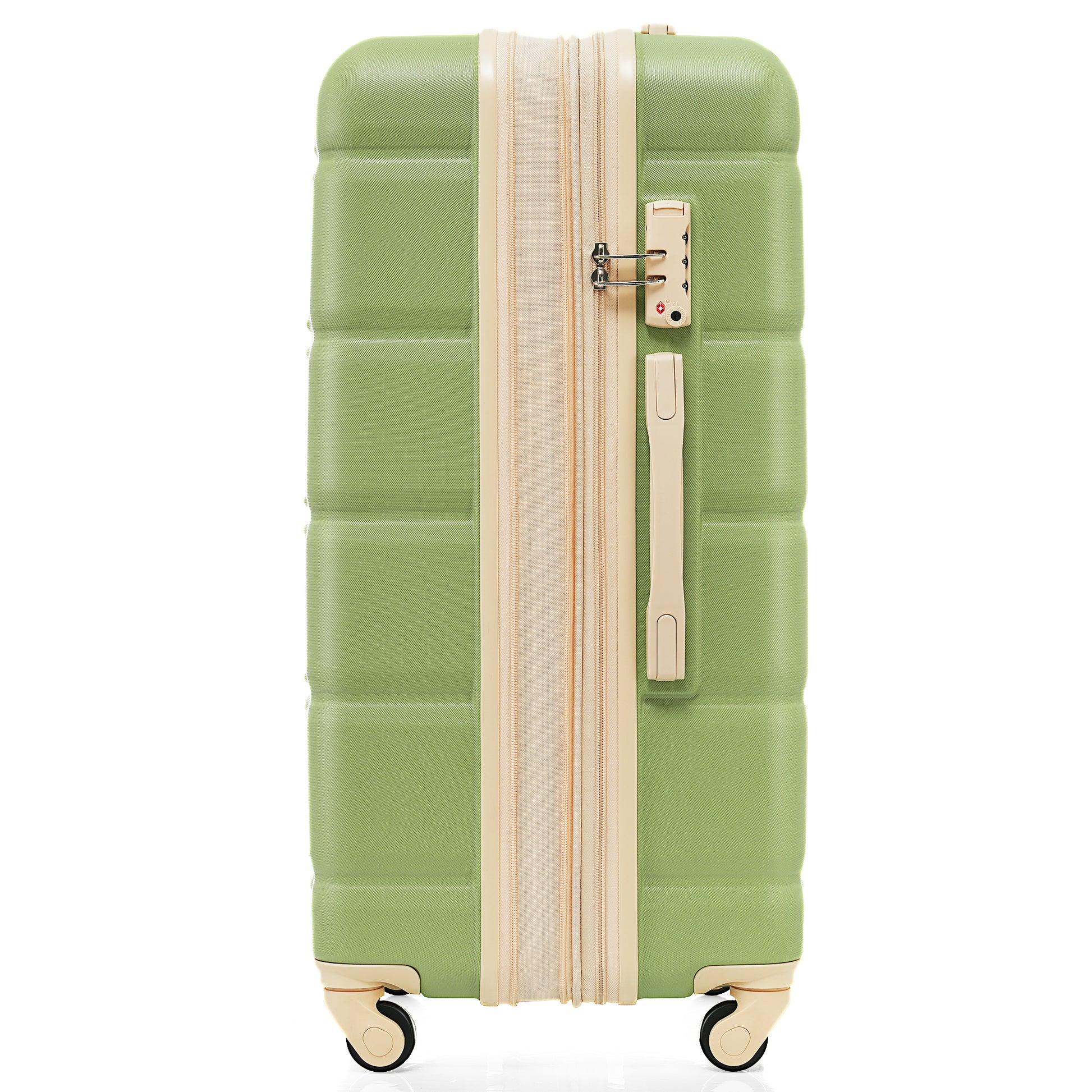 Luggage Set Of 3, 20 Inch With Usb Port, Airline Certified Carry On Luggage With Cup Holder, Abs Hard Shell Luggage With Spinner Wheels, Light Green Light Green Abs