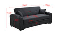 75 Inch 3 In 1 Convertible Modern Sofa With Convenient Pull Out Bed,Reclining Backrest, Cup Holders,Pillows And Pockets, Futon Couches For Living Room Apartment Office,Dark Blue Light Brown Wood Primary Living Space Heavy Duty Eucalyptus 3 Seat Dark Blue
