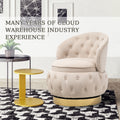 360 Degree Swivel Cuddle Barrel Accent Storage Chairs, Round Armchairs With Wide Upholstered, Fluffy Velvet Fabric Chair For Living Room, Bedroom, Office, Waiting Rooms Beige Primary Living Space Foam Velvet