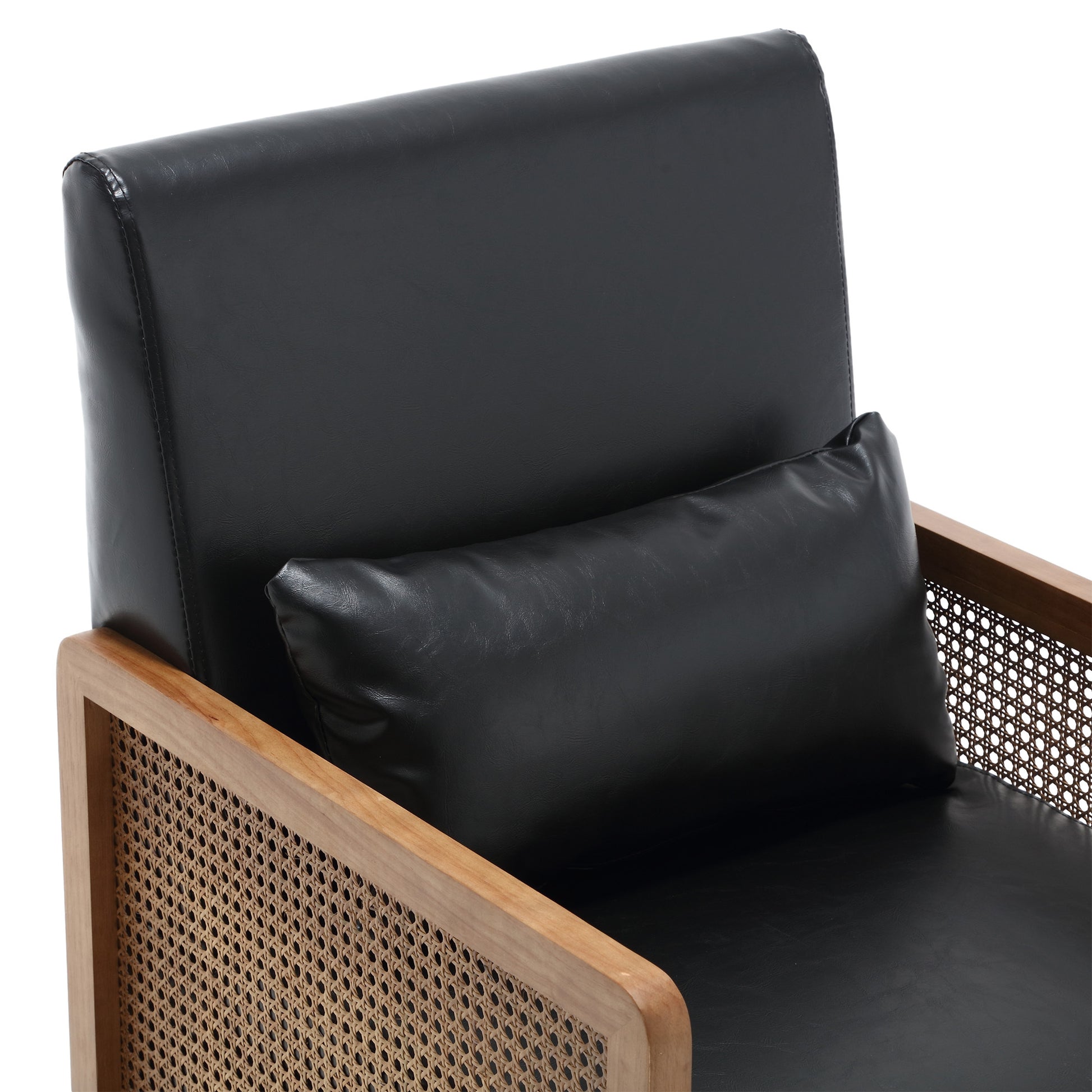 Coolmore 360 Degree Swivel Barrel Club Chair With One Pillow,Modern Comfortable Upholstered Accent Chair,Linen Accent Chair For Living Room,Bedroom Black Pu Black Pu Primary Living Space Modern Foam Pu Leather