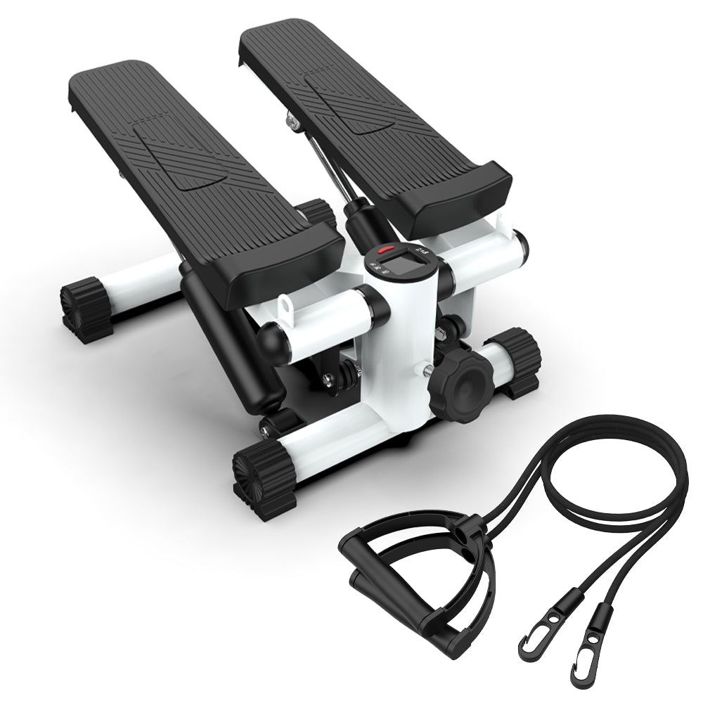 Mini Steppers For Exercise, Stair Stepper With Resistance Bands, Mini Stepper With 300Lbs Loading Capacity, Hydraulic Fitness Stepper With Lcd Monitor Black White Indoor Fitness Antique Black Without Durable Primary Living Space Modern Multifunctional