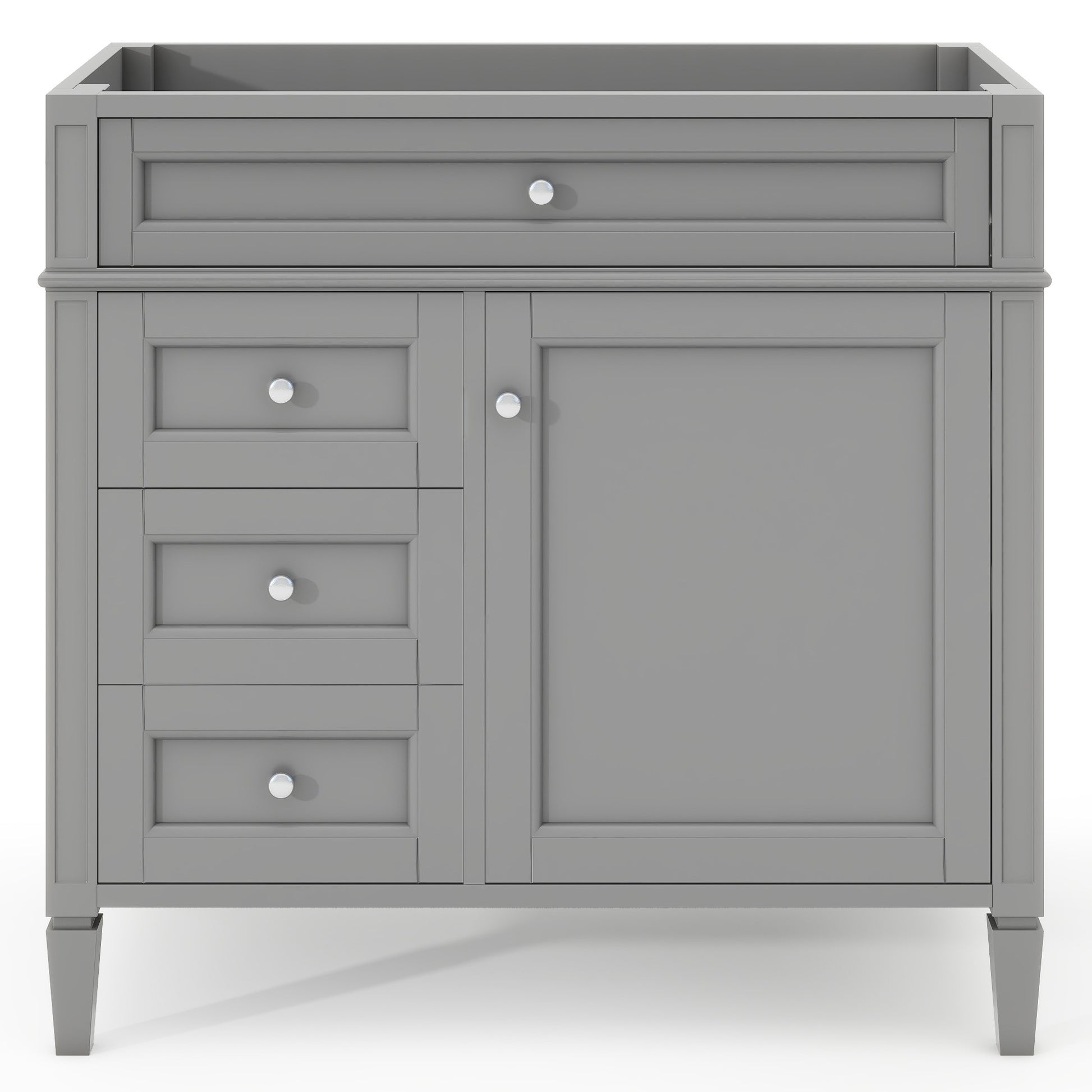 36'' Bathroom Vanity Without Top Sink, Modern Bathroom Storage Cabinet With 2 Drawers And A Tip Out Drawer, Solid Wood Frame Not Include Basin Sink 3 Grey 1 1 Adjustable Hinges Bathroom Freestanding Solid Wood Mdf Painted