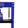 Steel H Frame Hydraulic Shop Press With Stamping Plates To Bend, Straighten, Or Press Parts, With A Pressure Gauge, Install Bearings And U Joints, 12 Ton 24,000 Lb Capacity Blue Steel
