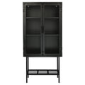 Industrial Cabinet Cupboard With 2 Metal Mesh Doors Adjustable Shelves And Feet Bottom Shelf Anti Tip Dust Free Kitchen Credenza Sideboard Black Black Steel