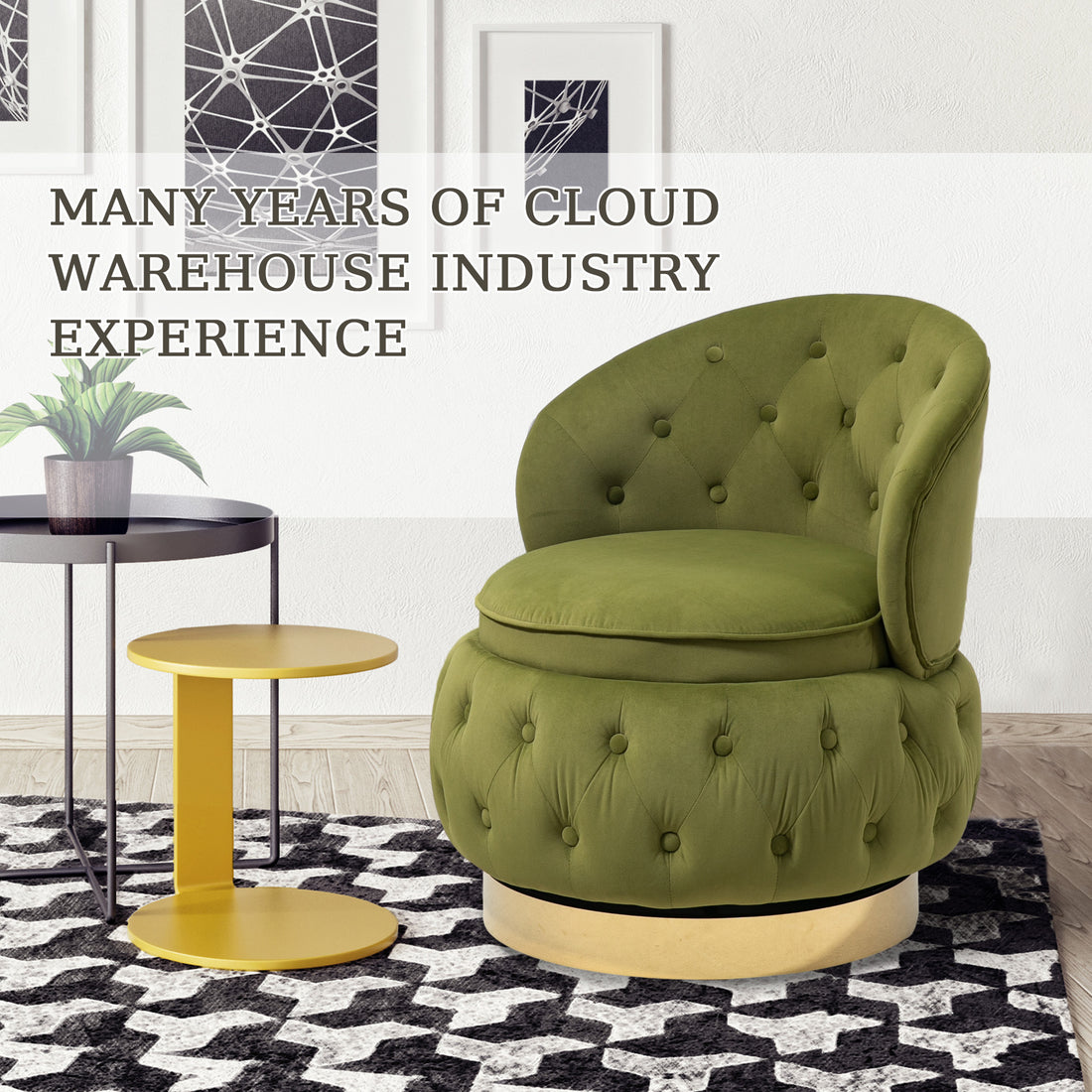 360 Degree Swivel Cuddle Barrel Accent Storage Chairs, Round Armchairs With Wide Upholstered, Fluffy Velvet Fabric Chair For Living Room, Bedroom, Office, Waiting Rooms Olive Green Primary Living Space Foam Velvet